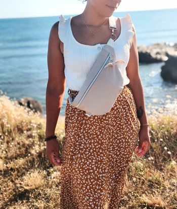 Sacoche banane beige