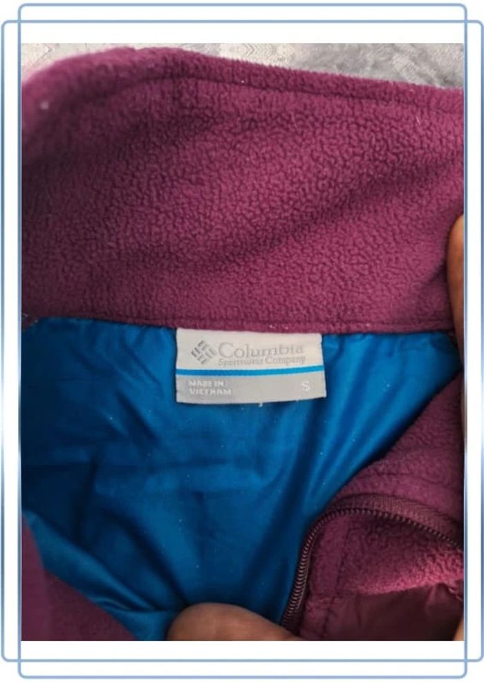 Polaire full zip columbia légère bi matiere femme / violet taille S brodé 259 - photo numéro 10