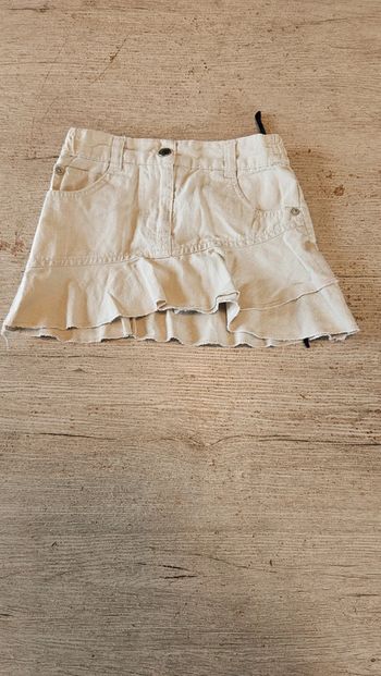 Jupe courte en lin et coton, beige, taille 2 ans, nickel