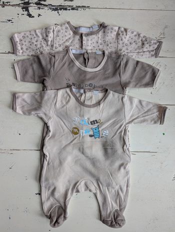 Lot de 3 pyjamas coton taille naissance