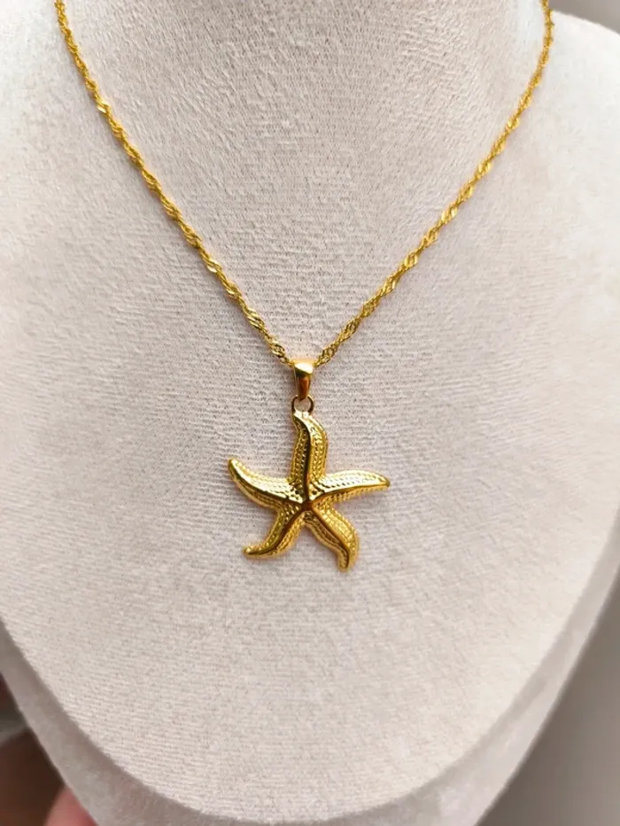 Collier doré chaîne torsadée avec étoile de mer - photo numéro 2