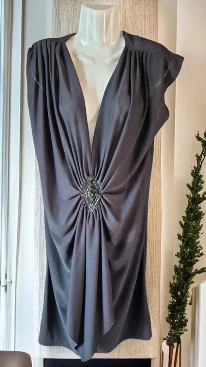 Robe manches courtes noir 🌹 48 🌹