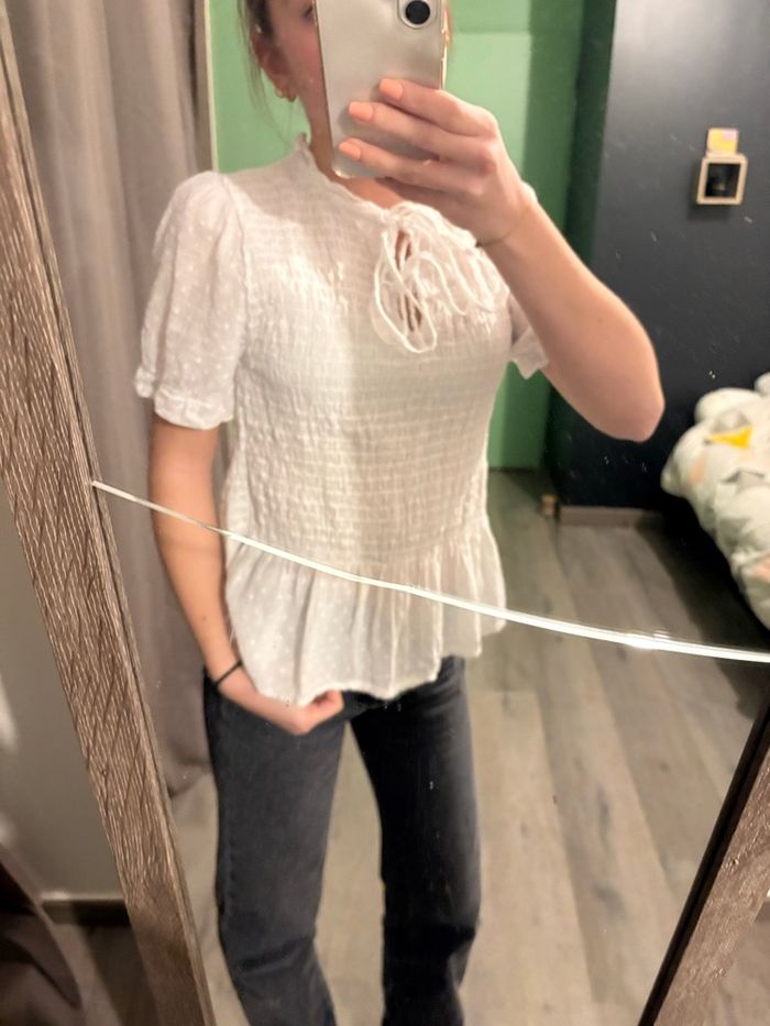 top peplum blanc femme