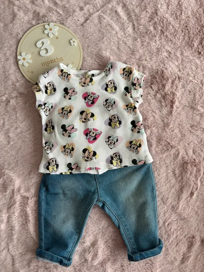 Ensemble jean t-shirt Minnie 3 mois - photo numéro 2