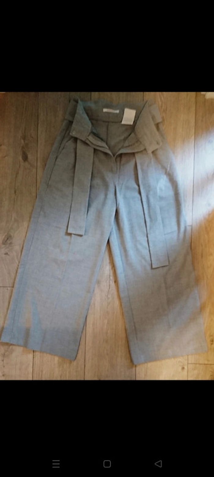 Pantalon large jupe culotte ceinturé