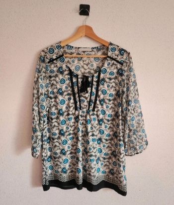 Blouse fluide manches 3/4 transparentes – Taille M – Armand Thiery – Très bon état