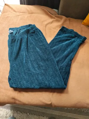 Pantalon pyjama velours bleu t 48/50