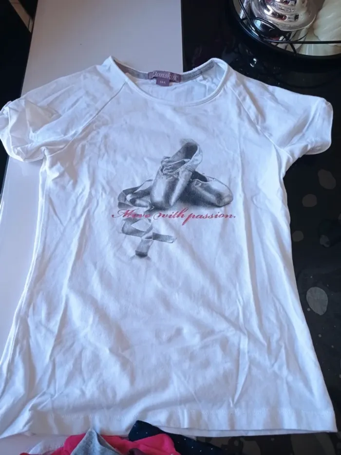 T-shirt manche courte blanc motif ballerines