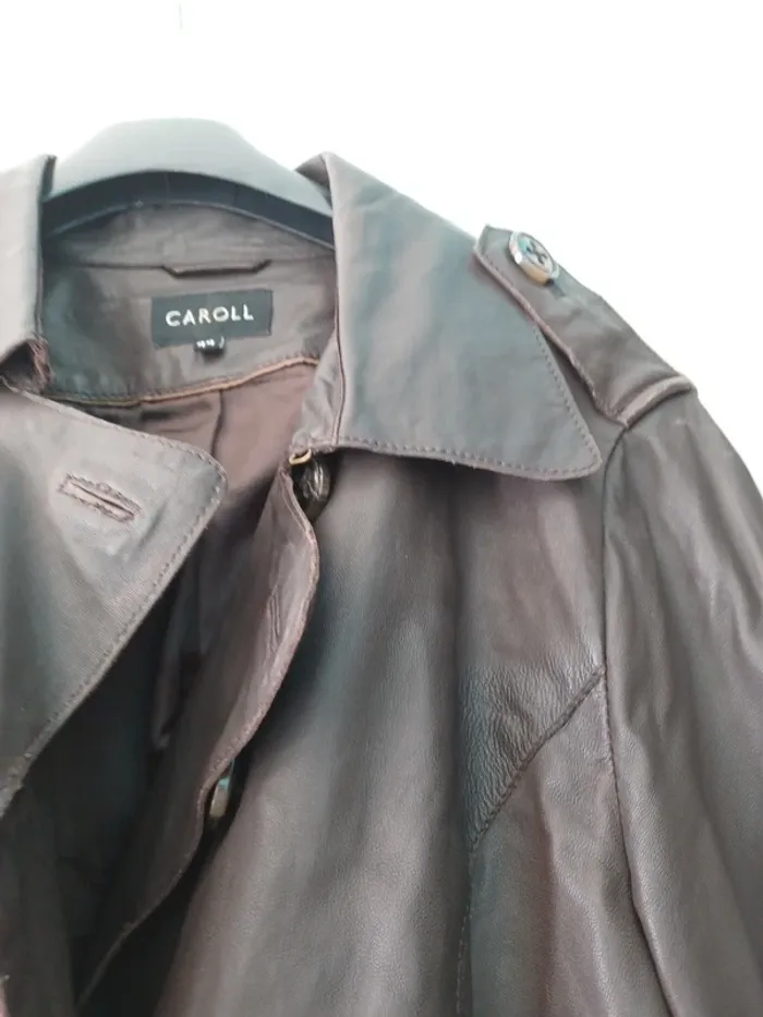 Veste longue cuir doublée - photo numéro 4