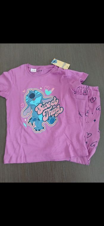 Ensemble pyjamas fille pantalon tee shirt en coton  stitch disney 2/4 ans