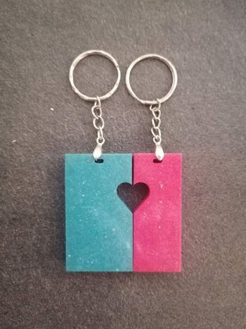 Lot de 2 porte clé coeur