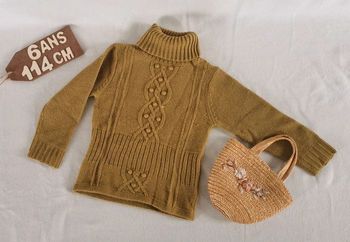Pull  👸 col  roulé, sergent major,  6ans, vert  olive