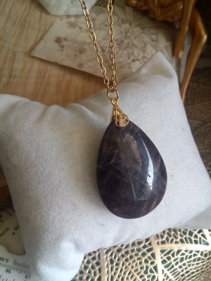 collier avec pierre d'améthyste 💜. - photo numéro 4
