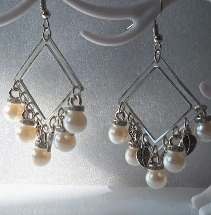 Boucles d’oreilles pendantes argentées - photo numéro 2