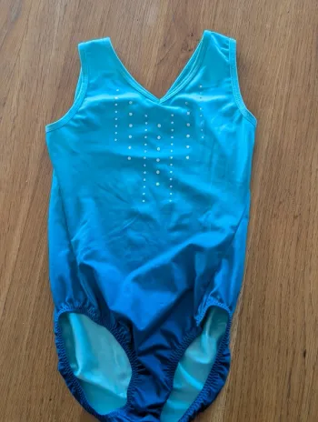 Justaucorps de gymnastique sans manches fille turquoise