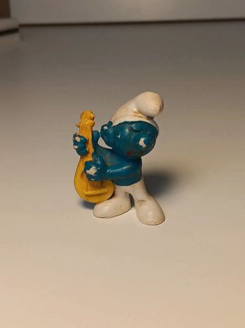 Figurine vintage Schtroumpf mandoline peyo W.germany