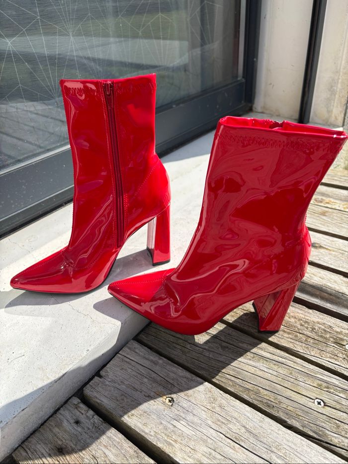Bottines rouge vernis - photo numéro 2