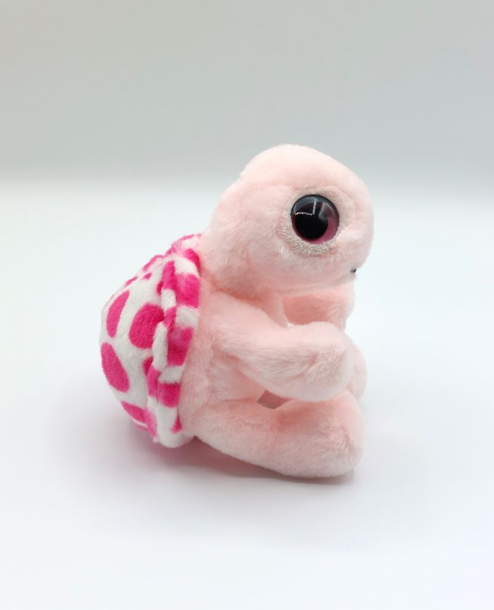 Petite peluche doudou tortue rose blanc PETJES WORLD 14 cm gros yeux