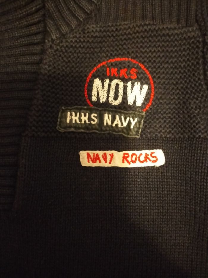 Pull col camionneur zippé IKKS taille 8 ans bleu marine - photo numéro 5