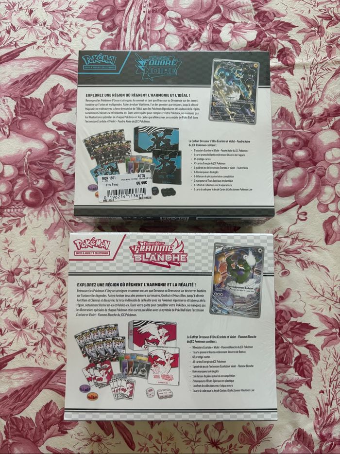 Lot Pokémon Ev10.5 2 ETB Flamme Blanche et Foudre Noire + Coffret classeur - photo numéro 3