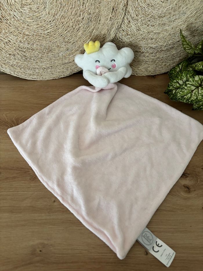 Doudou nuage blanc couronne mouchoir rose bébé douceur - photo numéro 2