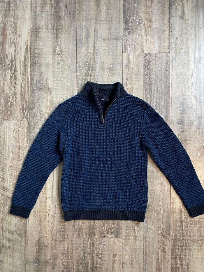 Pull bleu marine zippé Kiabi garçon 10 ans – comme neuf