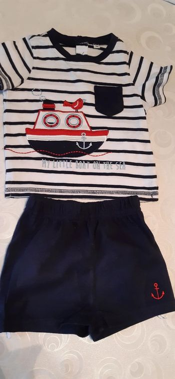 Ensemble marin short + tee shirt 3 mois