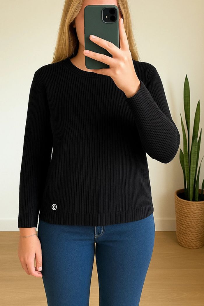 Pull noir en laine Colmar – taille XL, logo brodé