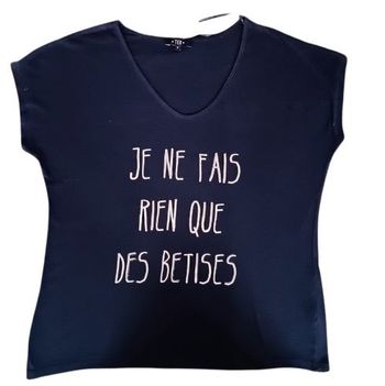 Tee-Shirt Femme - bleu marine - (Taille S) - (TEX)