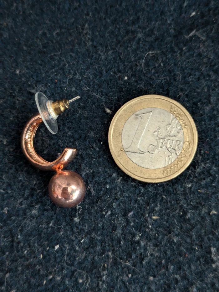 Boucles d'oreilles roses dorées - photo numéro 2