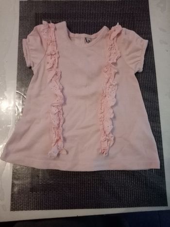 Tee-shirt à volant, rose, fille, 3 mois