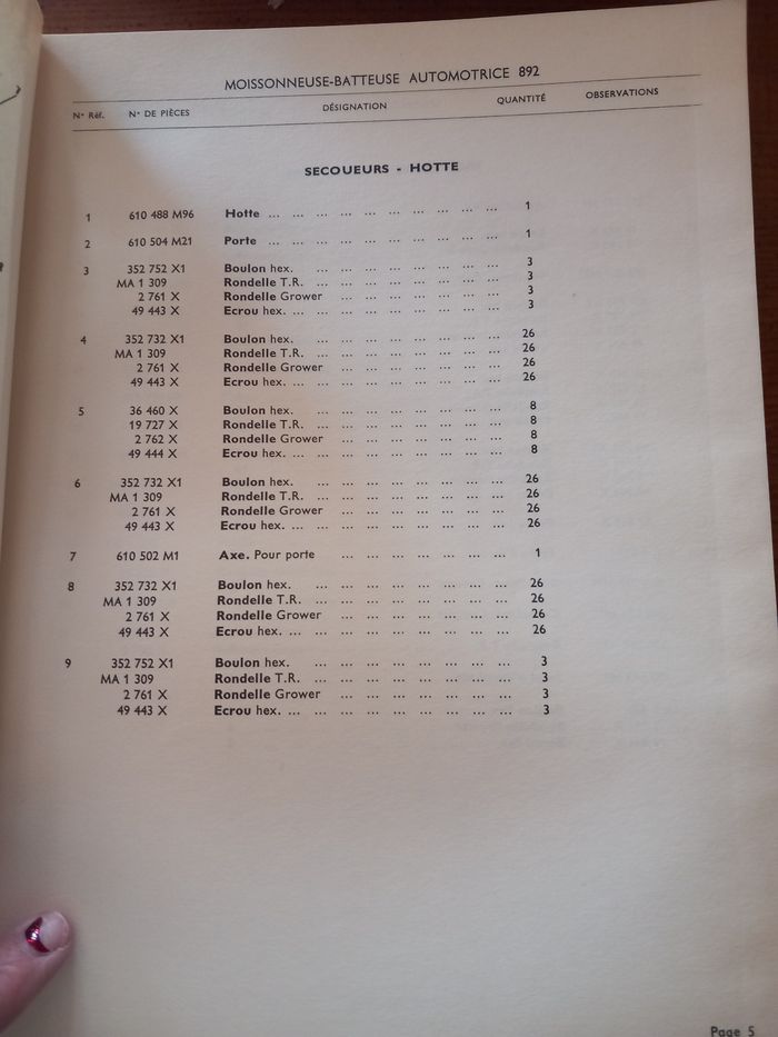 Catalogue de pièces de rechange moissonneuse batteuse automotrice 892 - photo numéro 6