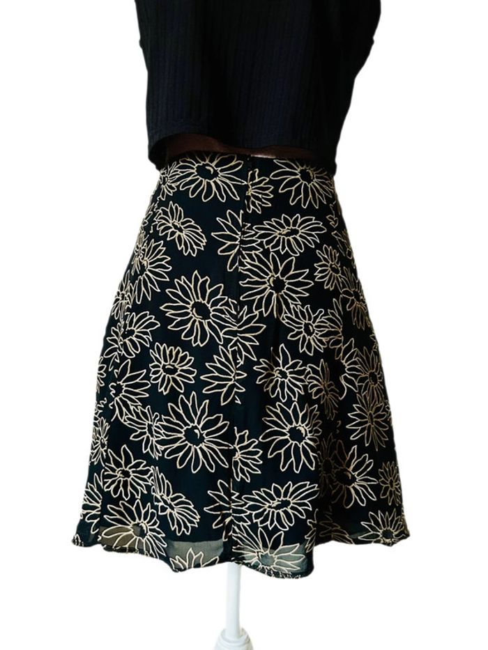 🖤🌿Jupe courte noire à fleurs vintage 90s Pimkie short black floral trapeze skirt🌿🖤 - photo numéro 6