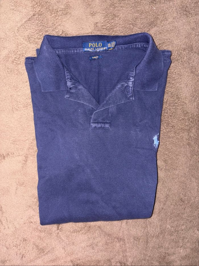 Polo Ralph Lauren homme taille XXL bleu en bon état. Manches courtes. Slim Fit.