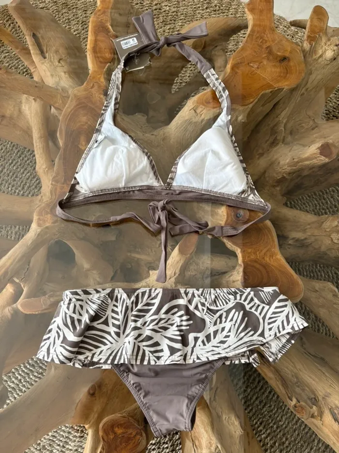 Maillot de bain 2 pièces Livia taupe écru - photo numéro 2