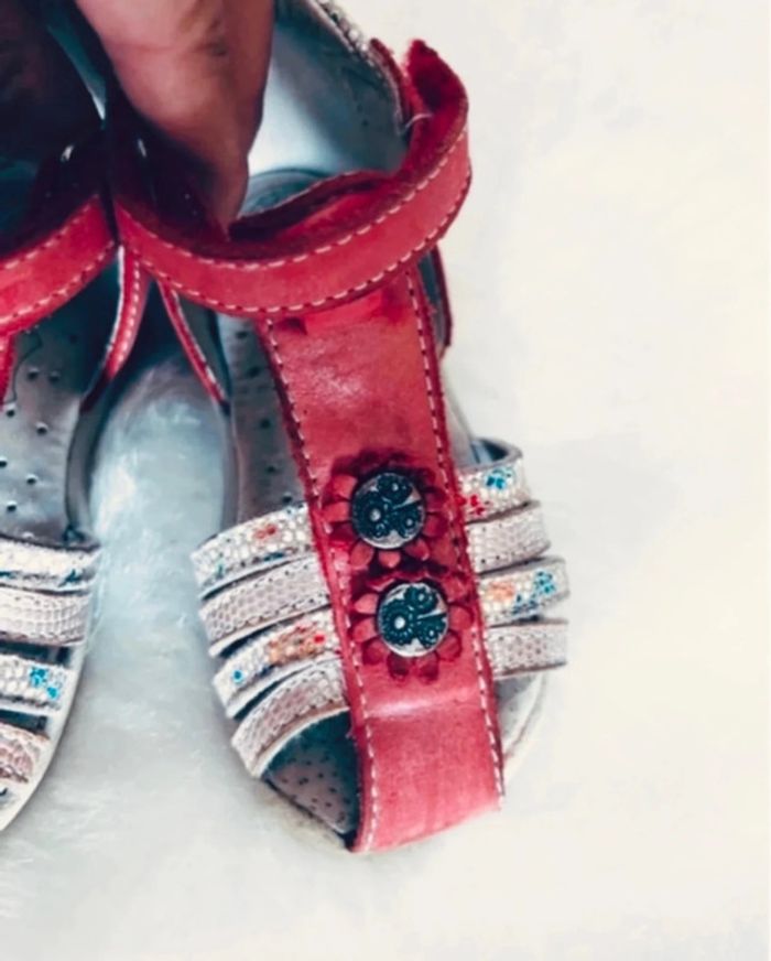 Sandale cuir fille été antidérapante pointure 21 - photo numéro 4