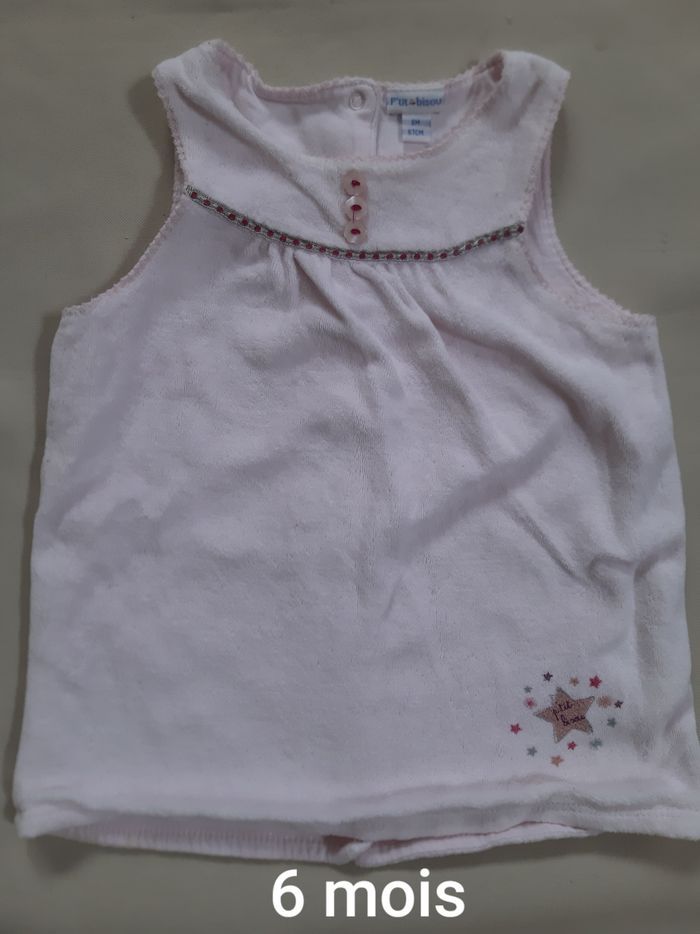 robe rose en velours tout doux - étoiles - p'tit bisou - 6 mois - photo numéro 1