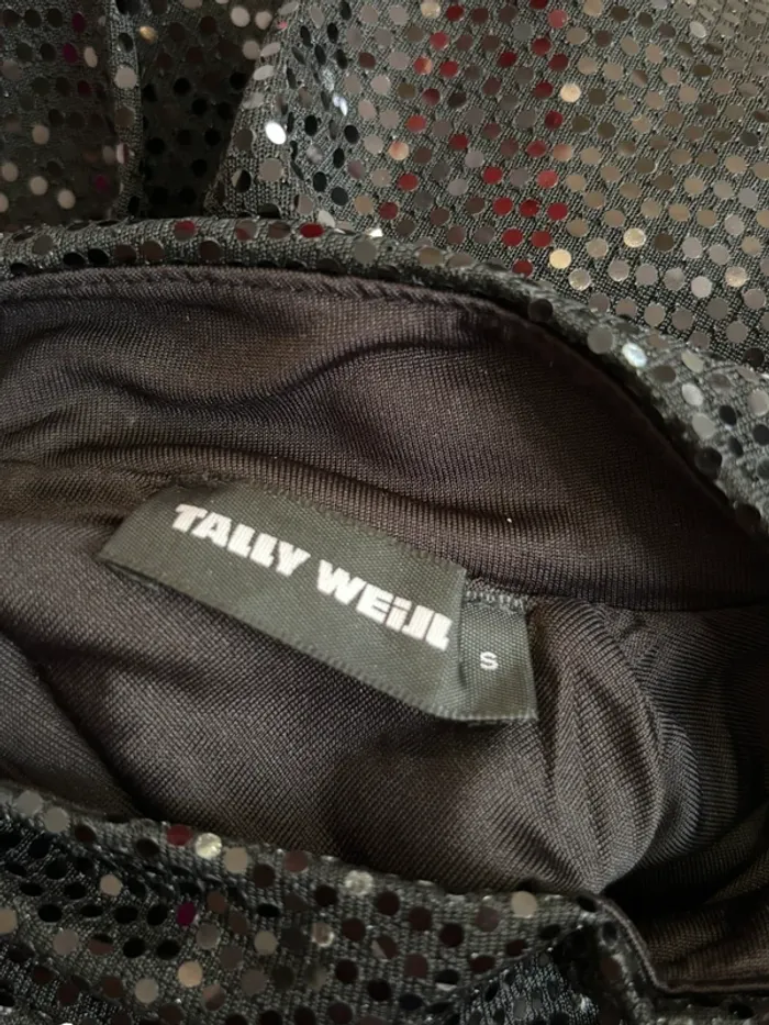 Top noir à sequins dos-nu Tally Weijl – col montant manches longues – taille S – état neuf y2k - photo numéro 8