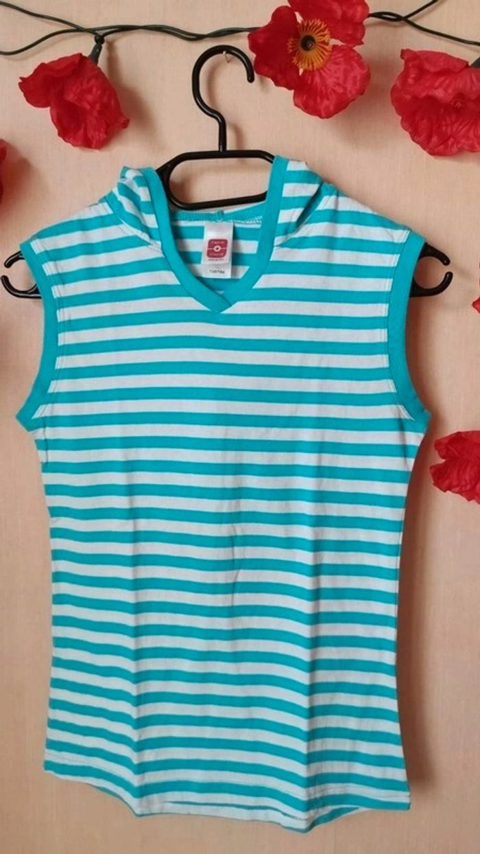 Débardeur à capuche rayé T. 158/164cm Here & There 💮 100% Coton - photo numéro 6
