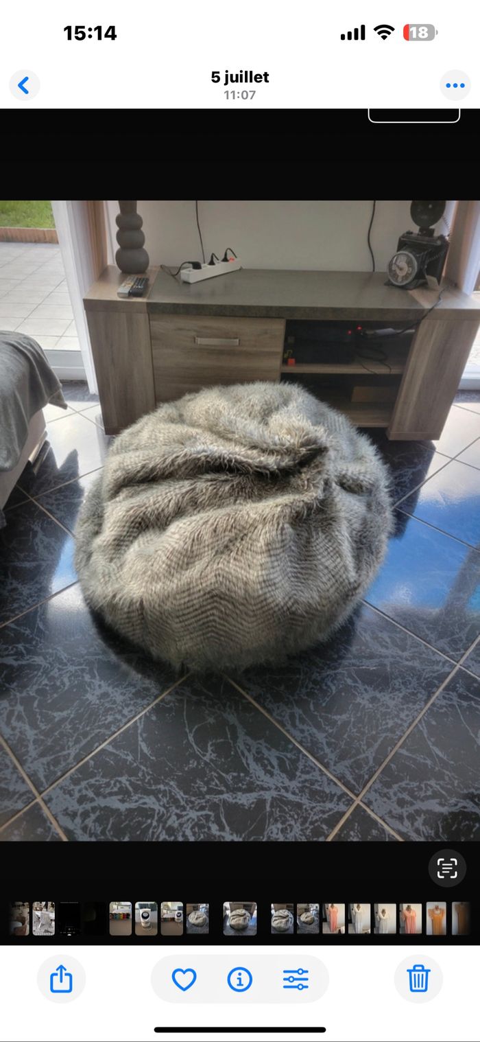Pouf, cocktail, scandinave fourrure - photo numéro 2
