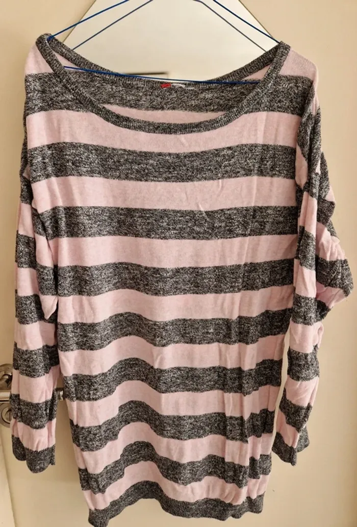 Tunique rose et grise à rayures H&M taille unique - photo numéro 3