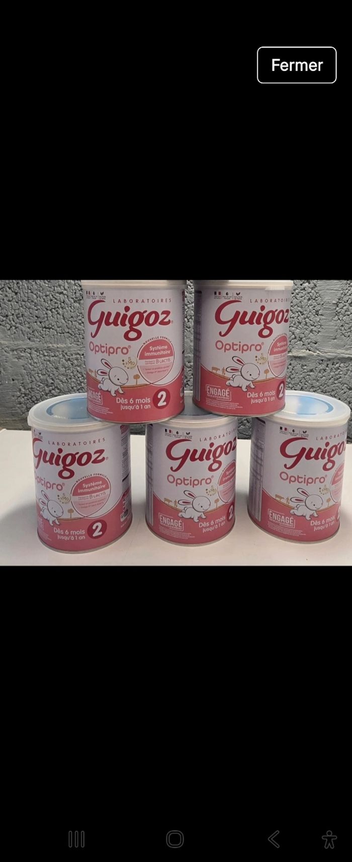 Lot  de 7 boites de lait guigoz  2 ème.age