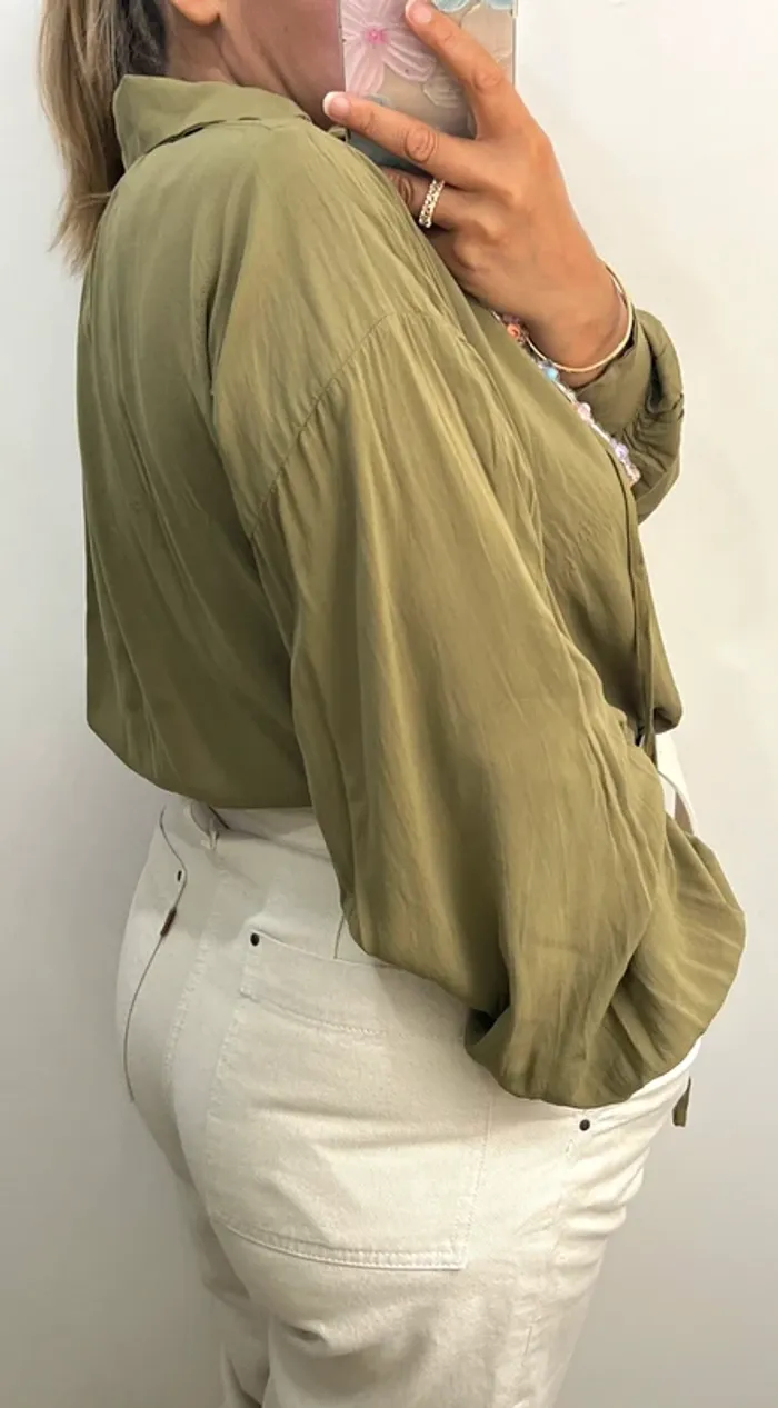 Blouse Kaki Fluide Sfera - photo numéro 8
