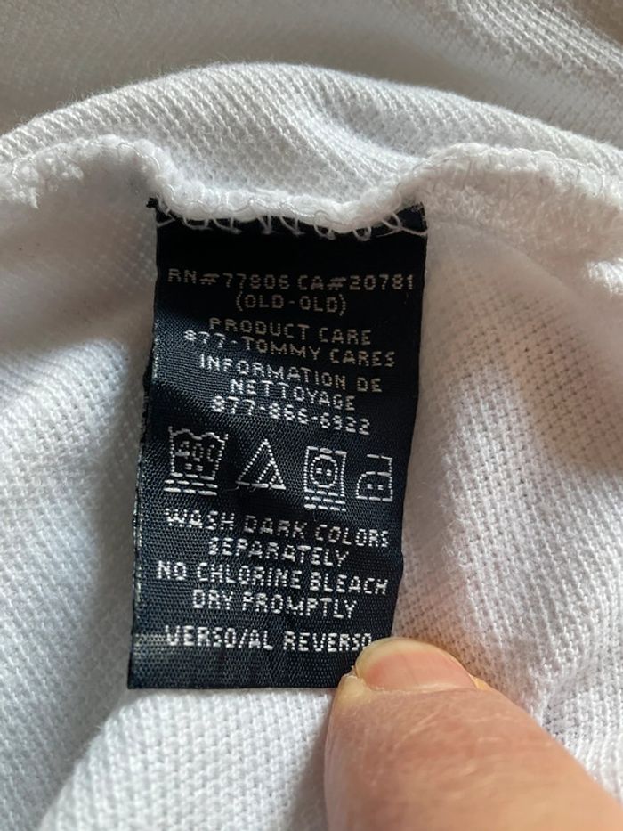 Polo blanc pour homme Tommy Hilfiger logo vintage taille L 025 - photo numéro 8