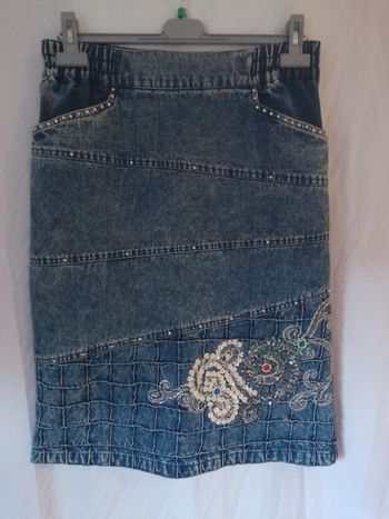 Jupe en jeans avec strass Réyo