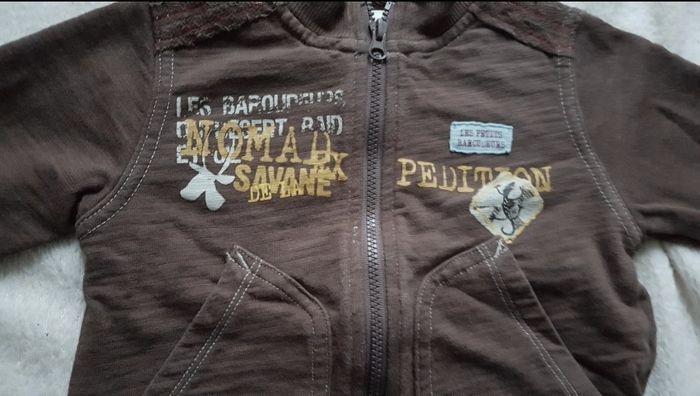 Gilet sweat zippé marron La compagnie des petits 12 mois - photo numéro 2