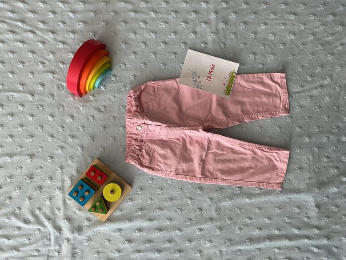 pantalon léger rose taille réglable 18 mois tissaia - photo numéro 1