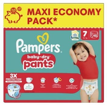 Lot de 62 Couches Pampers Baby Dry Pants 15+ KG Taille 7 Neuf