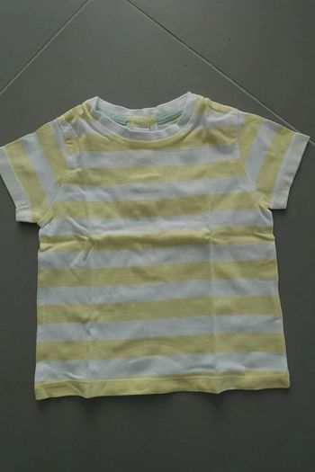 T-shirt manches courtes Rayé jaune et blanc 12 mois 74 cm Vertbaudet