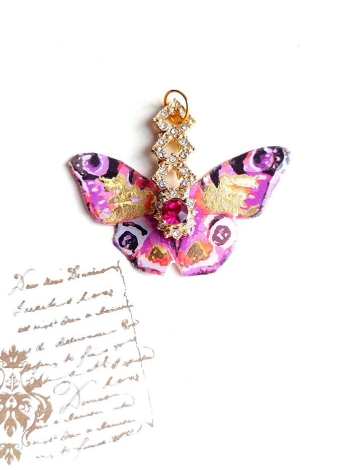 Magnifique pendentif papillon avec strass - photo numéro 2